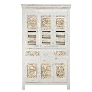 Meubles de salle à manger en bois de manguier avec finition vieillie en chêne indien, armoire de cuisine - Product Image 1
