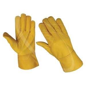 Gants de soudage en cuir stériles personnalisables, texture lisse et respirante, épaisseur 11 oz, jaunes, style aile de TIG, avec pouce, qualité supérieure, modèle 2025 - Product Image 1