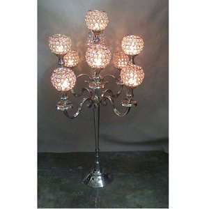 เชิงเทียนสีเงินขนาด9ดวง, เชิงเทียนคริสตัลทรงกลมสำหรับตกแต่งในงานแต่งงานเชิงเทียนโคมไฟและขวดโหลใส่เทียนอื่นๆ - Product Image 1