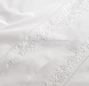 Juego de ropa de cama 100% algodón, color blanco, bordado a mano - Product Image 2