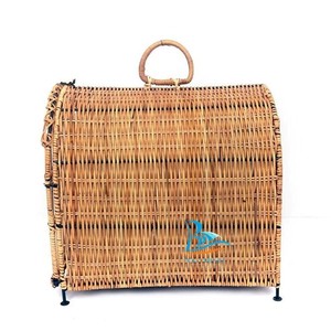 Vietnam Bamboo Rattan Pet Bed Comfortable Cat and Dog House with Button Closure Featuring <b>Animal</b> Pattern - Product Image 4