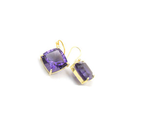<b>Beautiful</b> Amethyst Natural Multi Gemstone Jewelry Gemstone Gold Plated Wire Wrapped Set Double Stone CZ <b>Earring</b> - Product Image 4