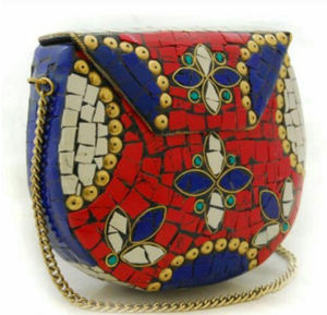 Hot Sale Mobile Holder Assorted Designs & Colors Mosaic Stone Metal <b>Clutch</b> <b>Box</b> <b>Bag</b> - Product Image 2