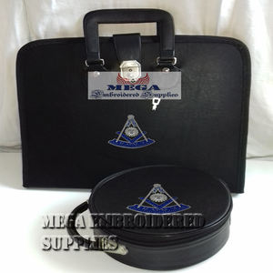 กระเป๋าใส่ผ้ากันเปื้อนสำหรับเครื่องราชอิสริยาภรณ์เมสัน งานปักมือแบบครอสติช งานฝีมือรูปทรงสี่เหลี่ยม ทำจากหนังเทียม - Product Image 3