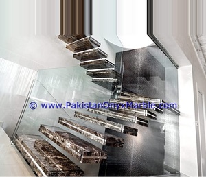 Moderno elegante antideslizante diseño Interior negro oro mármol elevadores escalera de piedra Natural para el hogar Oficina escalera decorativa - Product Image 1