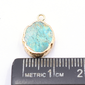 Chrysocolla de 15 a 17 mm con Argolla, Forma Ovalada, Chapado en Oro, para la Fabricación de Joyas - Product Image 2
