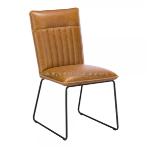 Silla de comedor de cuero auténtico, moderna - Product Image 1