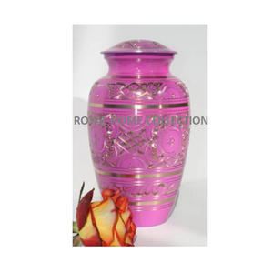 Urn métallique en laiton, pièces, décor de couronnes naturelles, en aluminium rose, bon marché, fournitures commémorales, cérémonies - Product Image 1
