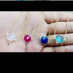 Semi preciosas de piedra redonda de piedras preciosas collar conector - Product Image 1