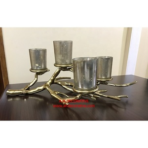 Bougeoir de luxe en forme de branche d'arbre et de T, élégant, en verre, pour décoration de Table, en métal - Product Image 2