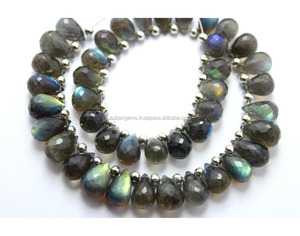 Perles à Facettes en Labradorite Naturelle en Forme de Gouttes de Haute Qualité 10x7-11x7mm - Product Image 1