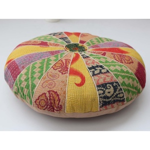 หมอนอิง Kantha แนววินเทจโบฮีเมียนอินเดียแบบโบฮีเมียนหมอนอิงทรงกลมปักลายพื้นเสื่อทาทามิที่ถอดออกได้ - Product Image 2
