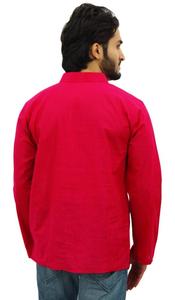 Kurta — pochette avant en coton indien pour hommes, vêtement à manches longues, bouton en bois, poche avant #70 - Product Image 3