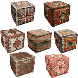 ขนสัตว์ทำด้วยมือของอินเดียและพัฟปอกระเจา Kilim - Product Image 1