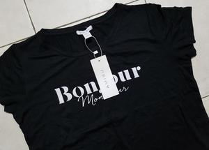 เสื้อผ้าบังคลาเทศสต็อกจำนวนมากผู้หญิงเสื้อยืด180กรัมผ้าฝ้าย100% สลิมฟิตเสื้อยืดสีดำพิมพ์โลโก้ที่มีคุณภาพดี - Product Image 4