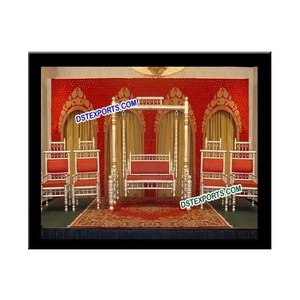 Ensemble de balançoire de mariage indien Jhula, scène de mariage Sankheda, balançoire de scène rouge et blanche - Product Image 1