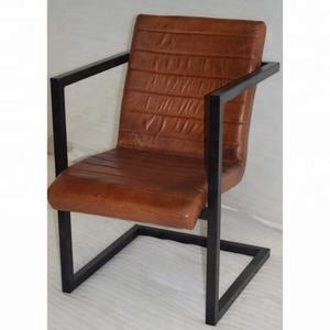 Genuine Goat Leather Seat Iron Frame Office Leisure Hotel Commercial Hospitaliy Home Living <b>Room</b> <b>Arm</b> <b>Chair</b> - Product Image 4