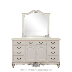 Commode élégante en bois avec miroir Mobilier de chambre Couleur blanche - Product Image 1