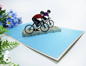 Tarjeta de Amistad diaria, tarjeta emergente de carreras de bicicletas, artesanía vietnamita, invitación de corte por láser, artesanía - Product Image 2