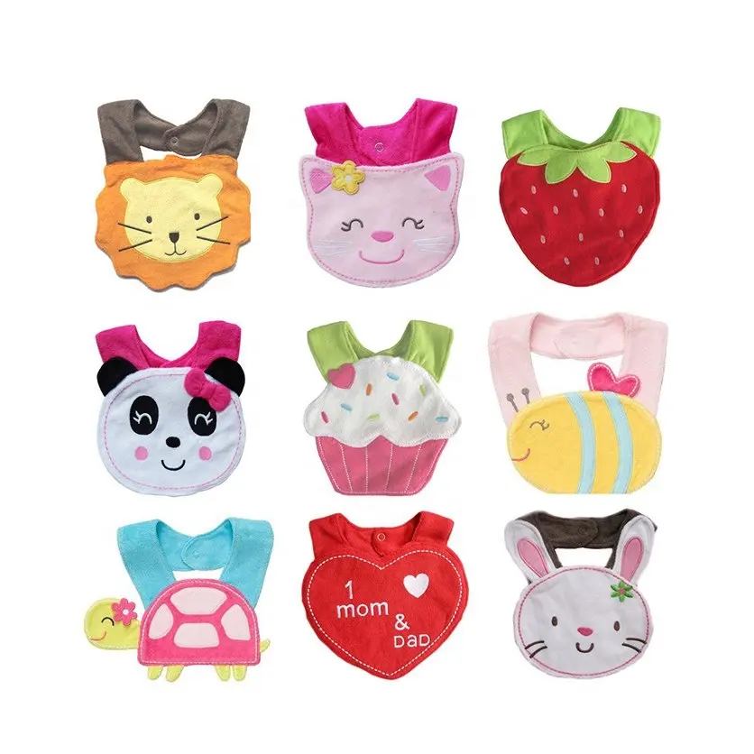 Personalizzato animale bunny panda carino fragola morbido del bambino del cotone bib set