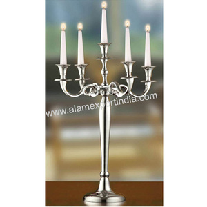 Candélabre de table de mariage à cinq bras de style Ins fait à la main couleur personnalisée taille aluminium métal cristal décor pour la décoration de la maison-Alam - Product Image 4