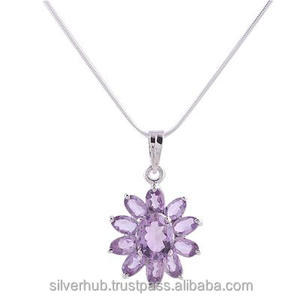 Colgante de piedras preciosas de amatista de plata esterlina sólida 925 hecho a mano con diseño etéreo estilo étnico de moda para mujeres proveedor a granel - Product Image 2