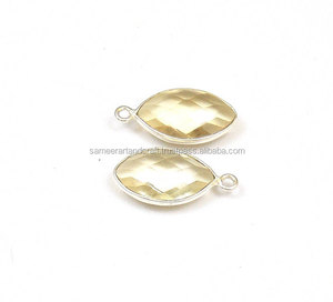 Luz citrino cuarzo piedra preciosa chapado en oro Marquesa forma bisel conector para la fabricación de joyas doble fianza facetado bisel elegante - Product Image 3