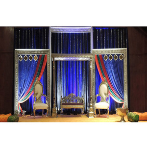 Conjunto de escenario de plata para boda musulmana, nuevo escenario asiático, decoración de fibra para bodas - Product Image 1