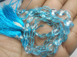 Topacio azul suelto 7-8mm ovalado facetado patrón de pera de color dorado 8mm cuentas de piedra piedras preciosas trenzadas para uso en joyería - Product Image 3