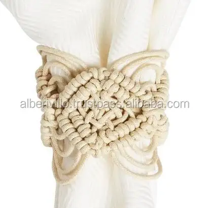 Designed Macrame Cotton Crochet Table Napkin Ring Table Cloth Holders Handmade Cotton Rope Curtain Rings