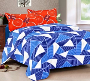 บ้านฝ้ายสีฟ้านำเสนอผ้าลินินราชินี Sattin ผ้าปูที่นอนเรขาคณิต SATTINQUEEN18A - Product Image 1