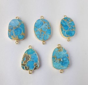Véritable Mohave Cuivre Turquoise Or Electroplated Slice Accessoire pour enfants avec connecteur à 2 boucles - Product Image 2