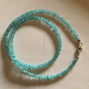 4mm Natural Blue Apatite Faceted Rondelle Gemstone Beads <b>Necklace</b> Jewelry with <b>Sterling</b> <b>Silver</b> Clasp Wholesale Dealer Price DIY - Product Image 1