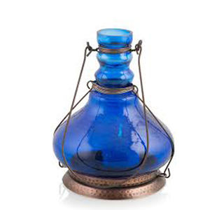 Metal & Blue Glass Color Candle <b>Holder</b> & <b>Tea</b> <b>Light</b> <b>Holder</b> - Product Image 1
