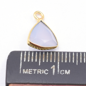 Calcédoine Triangle Forme 925 Argent Sterling Lunette Plaqué Or Pendentif Fabrication de Bijoux Faits à la Main - Product Image 3
