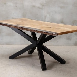 Table à manger pliable de style indien moderne en bois massif avec finition en résine époxy, meubles pour la salle à manger - Product Image 1