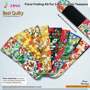 Kit de pinzas de extensión de pestañas florales personalizadas de 2 piezas, pinzas cuadradas de plástico, bolsa con etiqueta privada - Product Image 3