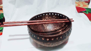 Bol de noix de coco vietnamienne lot de 4 cuillère pleine fourchette Ms.Holiday - Product Image 5