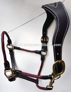 เชือกแขวนคอหนังนิ่มพร้อมดีไซน์แบบถักและอุปกรณ์ทองเหลืองสำหรับม้า - Product Image 4