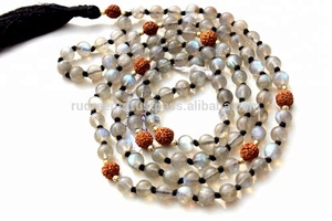คุณภาพสูงผู้หญิงอัญมณีธรรมชาติเครื่องประดับโยคะลาบราดอร์ Rudraksha Mala ลูกปัด 108 สร้อยคอ - Product Image 4