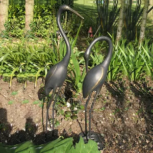 Popular Large Metal Crafts Bronze Crane Statue In Garden Sculpture