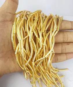 Gold Plated Brushed Curved Tube Beads Jewelry Findings