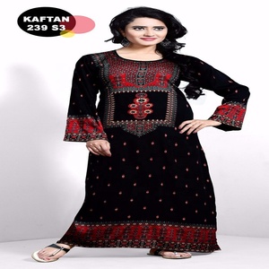 Vestido caftán marroquí, caftán abaya de Dubái, estampado geométrico - Product Image 1