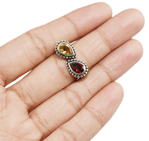 Bagues en argent Sterling 925 avec grenat de Citrine en forme de poire, exportateur et grossiste de bijoux en argent avec pierres précieuses - Product Image 4
