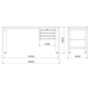 Pas cher Table En Métal avec Tiroirs - Product Image 4