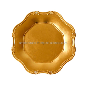 Assiette de charge en métal de qualité supérieure, plat et assiette de couleur antique de forme ronde martelés au design standard pour la maison et la fête - Product Image 6