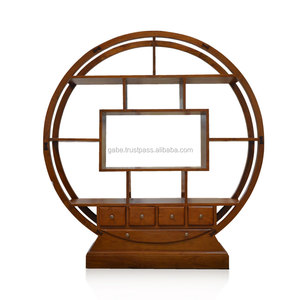 ชั้นวางหนังสือทรงกลม เฟอร์นิเจอร์ไม้สักธรรมชาติสไตล์โอเรียนทัล - Product Image 2