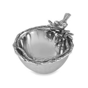 ชามรูปนกและกิ่งไม้ ชุบเงิน โลหะขัดเงา เป็นมิตรกับสิ่งแวดล้อม - Product Image 1