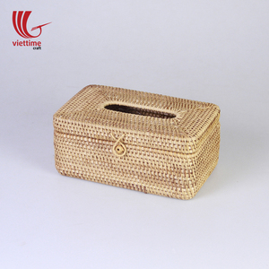 Boîte à mouchoirs rectangulaire en rotin tressé en gros / Boîte à mouchoirs vintage en rotin naturel - Product Image 3