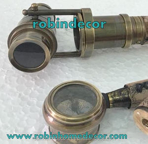 Bastón de cuero auténtico vintage con mango telescópico de latón Función de brújula superior - Product Image 1